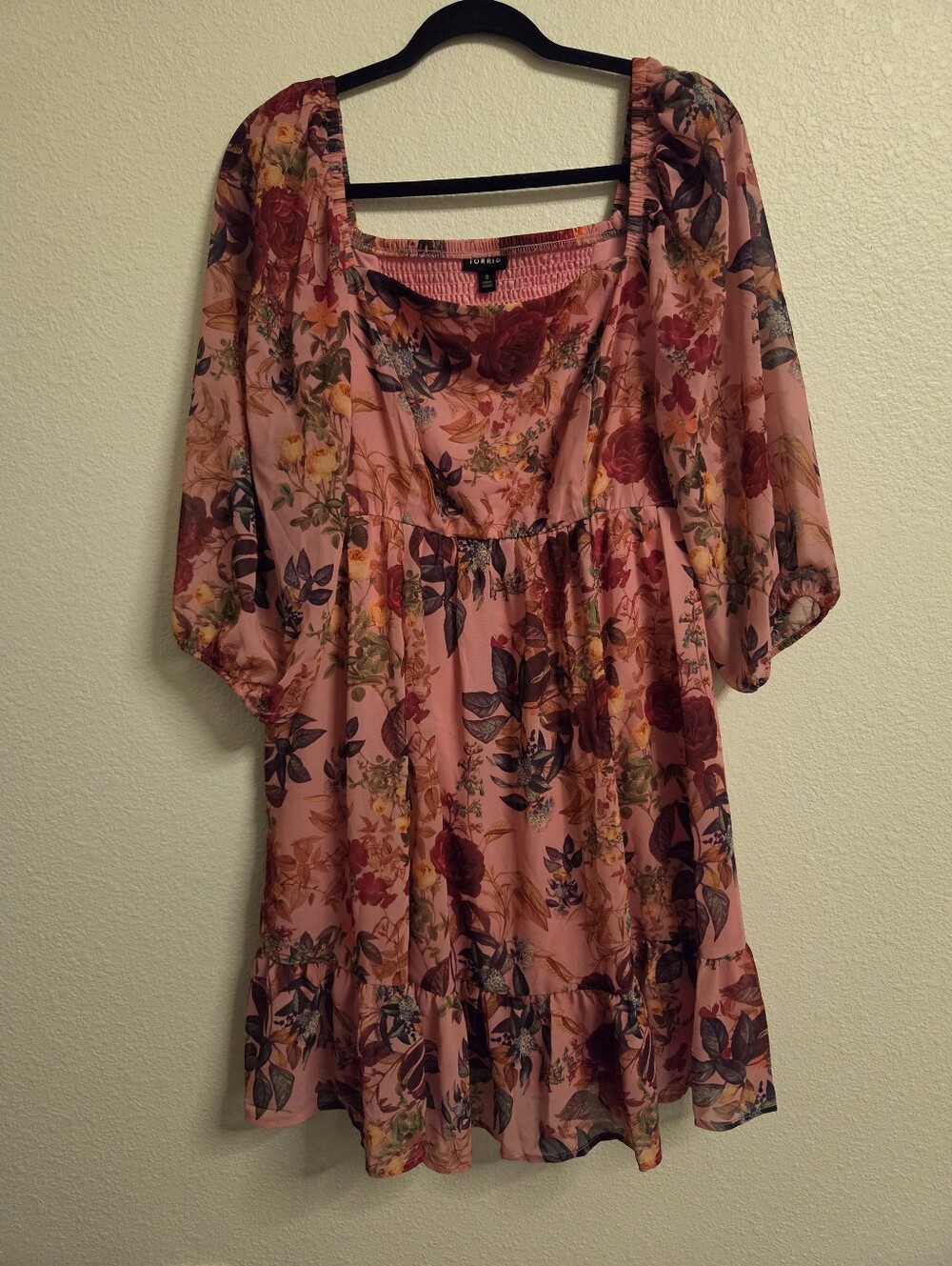Torrid Rose-Pink Floral Square Neck Dress